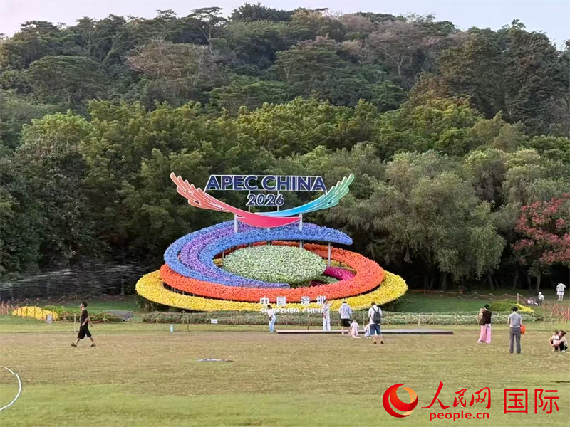 深圳莲花山公园内的APEC主题立体花坛。作者供图